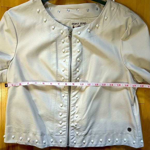 Point Zero Cream Leather Jacket with Studs - Picture 6 of 7